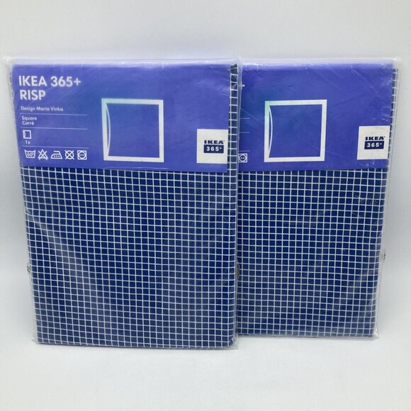 IKEA 365+ Risp Pillowcases Square Throw Pillow Covers 26x26 Pair Blue Check - Picture 1 of 4